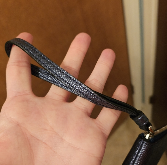 Coach Metallic Blue Corner Zip Wristlet